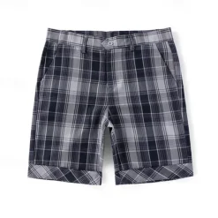 New OUKU Men's Dress Shorts Work Shorts Pocket Plaid Comfort Breathable Knee Length Outdoor Business Fashion Casual Black Navy Blue