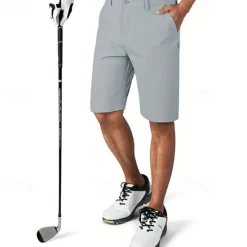 Hot OUKU Men's Dress Shorts Work Shorts Golf Shorts Zipper Pocket Plain Breathable Soft Casual Weekend Fashion Streetwear Black Light Grey Micro-elastic