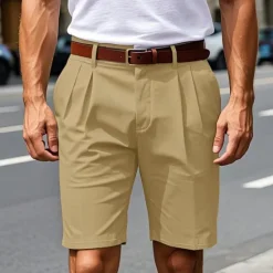 Best OUKU Men's Dress Shorts Work Shorts Golf Shorts Pocket Plain Comfort Breathable Knee Length Outdoor Business Sports Casual Black Khaki