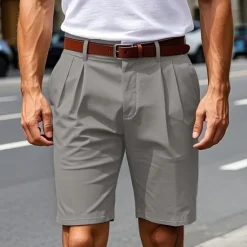 Best OUKU Men's Dress Shorts Work Shorts Golf Shorts Pocket Plain Comfort Breathable Knee Length Outdoor Business Sports Casual Black Khaki