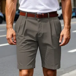 Best OUKU Men's Dress Shorts Work Shorts Golf Shorts Pocket Plain Comfort Breathable Knee Length Outdoor Business Sports Casual Black Khaki