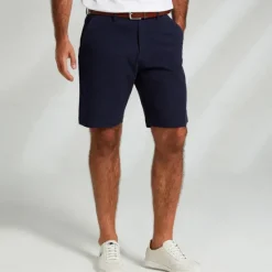 OUKU Men's Dress Shorts Zipper Pocket Solid Color Breathable Knee Length Formal Office Chic & Modern Formal White Micro-elastic Navy Blue