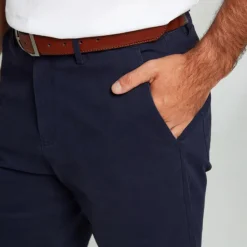 OUKU Men's Dress Shorts Zipper Pocket Solid Color Breathable Knee Length Formal Office Chic & Modern Formal White Micro-elastic Navy Blue