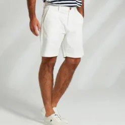 OUKU Men's Dress Shorts Zipper Pocket Solid Color Breathable Knee Length Formal Office Chic & Modern Formal White Micro-elastic Navy Blue