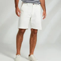 Hot OUKU Men's Dress Shorts Zipper Pocket Solid Color Breathable Knee Length Formal Wedding Party Chic & Modern Formal Navy Blue Micro-elastic White