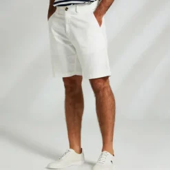 Hot OUKU Men's Dress Shorts Zipper Pocket Solid Color Breathable Knee Length Formal Wedding Party Chic & Modern Formal Navy Blue Micro-elastic White