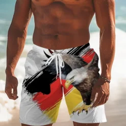 Outlet OUKU Men's Eagle Germany European pattern Swim Trunks Swim Shorts Board Shorts Mid Waist Fashion Streetwear Designer Casual Daily Holiday Pocket Drawstring Elastic Waist Designer Clothing Apparel