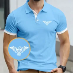 Outlet OUKU Men's Eagle Polo Short Sleeve Polo Shirts Collared Shirts Business Casual Business Athleisure Daily Wear 3D Print Summer Black Yellow Navy Blue