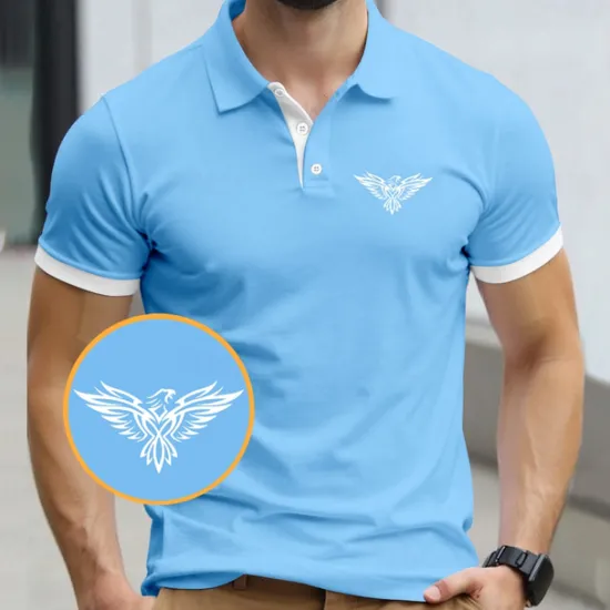 Outlet OUKU Men's Eagle Polo Short Sleeve Polo Shirts Collared Shirts Business Casual Business Athleisure Daily Wear 3D Print Summer Black Yellow Navy Blue