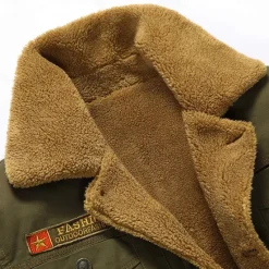 Outlet OUKU Men's Embroidered Fleece Jacket Cargo Jacket Turndown Collar Long Sleeve Military Tactical Jacket Vintage Thermal Warm Winter Outwear Multiple Pockets Button Front Cotton Coat Black Army Green