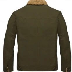 Outlet OUKU Men's Embroidered Fleece Jacket Cargo Jacket Turndown Collar Long Sleeve Military Tactical Jacket Vintage Thermal Warm Winter Outwear Multiple Pockets Button Front Cotton Coat Black Army Green