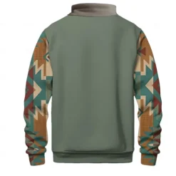 Clearance OUKU Men's Ethnic Sweatshirt Sweatshirt Sweatshirt Quarter Zip Daily Ethnic Holiday Print Holiday 1/4 Zip Winter Spring & Fall Green