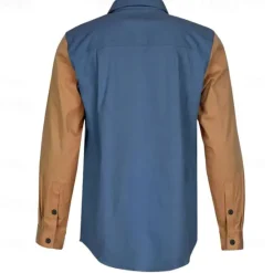Sale OUKU Men's Ethnic Western Shirt Cowboy Shirt Long Sleeve Western Casual Spring Fall Turndown Button Up Pocket Blue