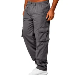 Clearance OUKU Mens Fashion Cargo Pants Casual Loose Trousers Multi-Pocket Outdoor Work Pants Jogger Athletic Sweatpants Navy