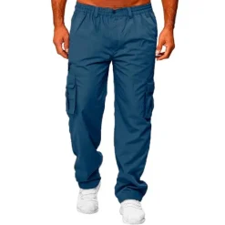 Clearance OUKU Mens Fashion Cargo Pants Casual Loose Trousers Multi-Pocket Outdoor Work Pants Jogger Athletic Sweatpants Navy