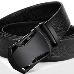 New OUKU Men's Faux Leather Belt Dress Belt Ratchet Belt Casual Belt Box Buckle Black Navy Blue Faux Leather Fashion Business Formal Party Work Daily
