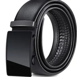 Discount OUKU Men's Faux Leather Belt Dress Belt Ratchet Belt Casual Belt Box Buckle Black White Faux Leather Fashion Business Formal Work Daily Holiday