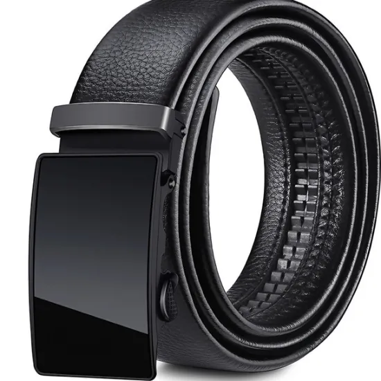 Discount OUKU Men's Faux Leather Belt Dress Belt Ratchet Belt Casual Belt Box Buckle Black White Faux Leather Fashion Business Formal Work Daily Holiday