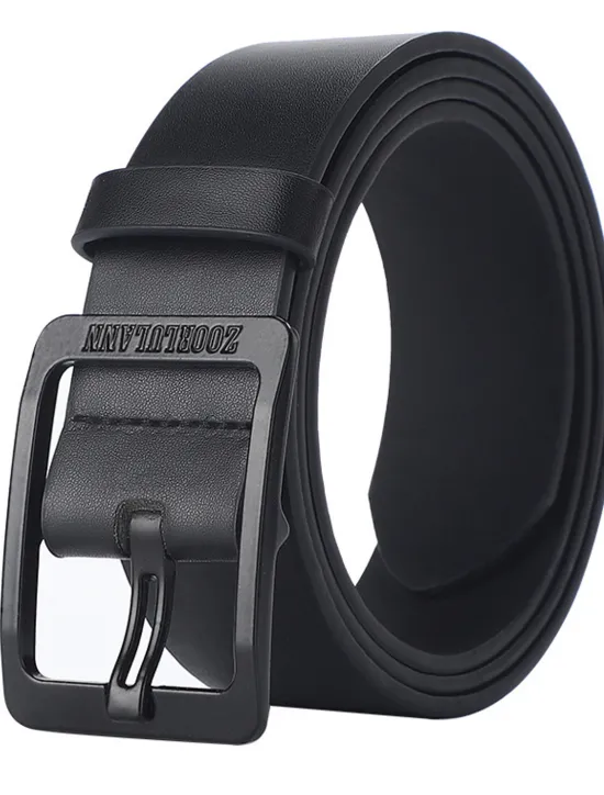 Best OUKU Men's Faux Leather Belt Frame Buckle Black Coffee Alloy Retro Traditional Plain Daily Wear Going out Weekend