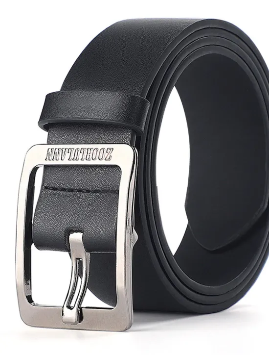 Best OUKU Men's Faux Leather Belt Frame Buckle Black Coffee Alloy Retro Traditional Plain Daily Wear Going out Weekend
