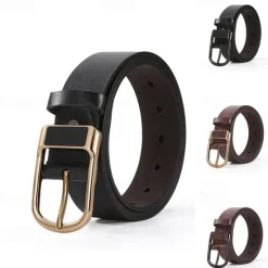 Hot OUKU Men's Faux Leather Belt PU Belt Black 1# Black 2# Alloy Plain Daily Wear Going out Weekend