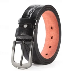 Outlet OUKU Men's Faux Leather Belt PU Belt Black Camel Alloy Plain Daily Wear Going out Weekend