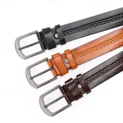 Outlet OUKU Men's Faux Leather Belt PU Belt Black Camel Alloy Plain Daily Wear Going out Weekend