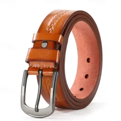 Outlet OUKU Men's Faux Leather Belt PU Belt Black Camel Alloy Plain Daily Wear Going out Weekend