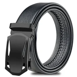 Sale OUKU Men's Faux Leather Belt Silver Black Iron(nickel plated) Plain Daily Wear Going out Weekend