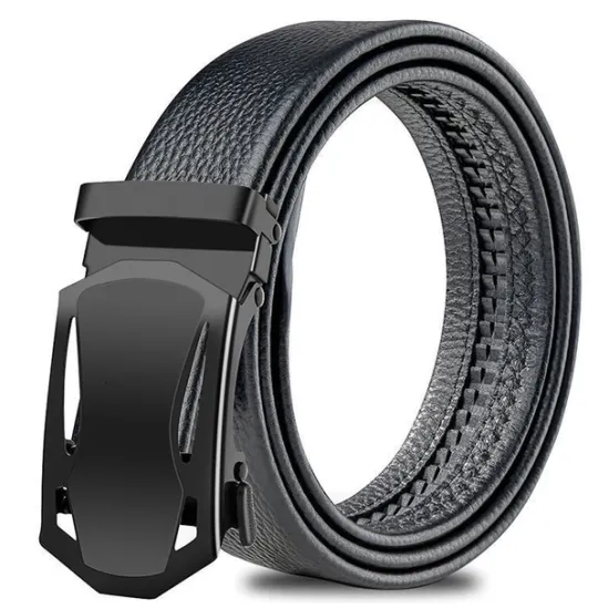 Sale OUKU Men's Faux Leather Belt Silver Black Iron(nickel plated) Plain Daily Wear Going out Weekend