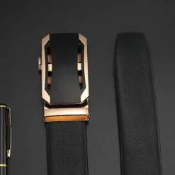 Sale OUKU Men's Faux Leather Belt Silver Black Iron(nickel plated) Plain Daily Wear Going out Weekend