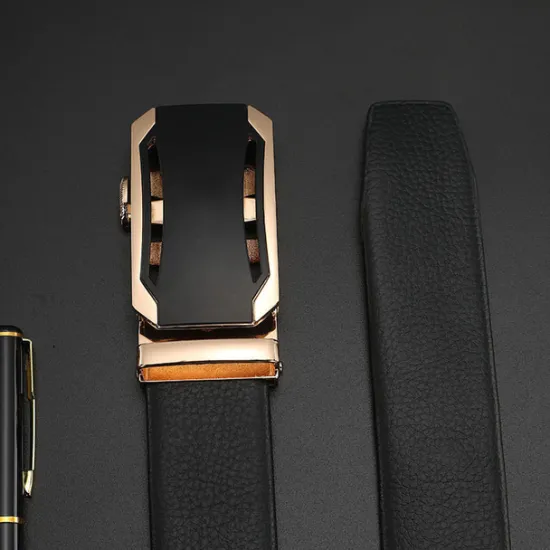 Sale OUKU Men's Faux Leather Belt Silver Black Iron(nickel plated) Plain Daily Wear Going out Weekend