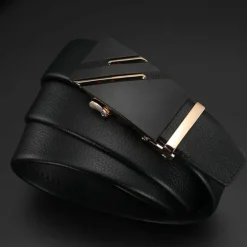 Sale OUKU Men's Faux Leather Belt Silver Black Iron(nickel plated) Plain Daily Wear Going out Weekend
