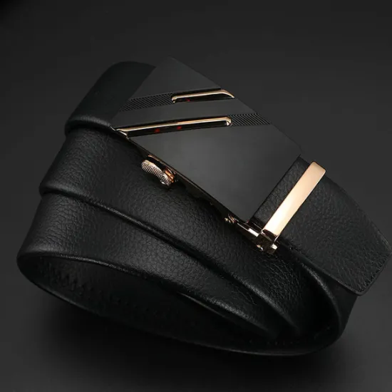 Sale OUKU Men's Faux Leather Belt Silver Black Iron(nickel plated) Plain Daily Wear Going out Weekend