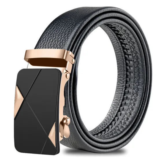 Sale OUKU Men's Faux Leather Belt Silver Black Iron(nickel plated) Plain Daily Wear Going out Weekend