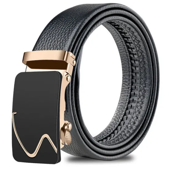 Sale OUKU Men's Faux Leather Belt Silver Black Iron(nickel plated) Plain Daily Wear Going out Weekend