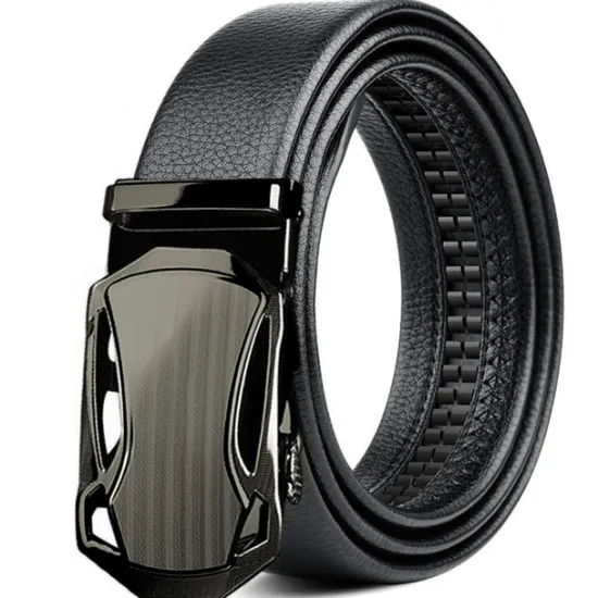 Sale OUKU Men's Faux Leather Belt Silver Black Iron(nickel plated) Plain Daily Wear Going out Weekend