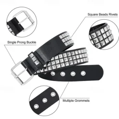 Clearance OUKU Men's Faux Leather Belt Studded Decor Belt Black Alloy Punk Fashion Gift Hip Hop Plain Daily Wear Going out Weekend