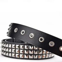 Clearance OUKU Men's Faux Leather Belt Studded Decor Belt Black Alloy Punk Fashion Gift Hip Hop Plain Daily Wear Going out Weekend