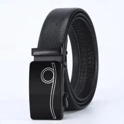 Outlet OUKU Men's Faux Leather Belt Tactical Belt PU Belt Automatic Buckle Belt Black 1# Black 2# Iron(nickel plated) Plain Daily Wear Going out Weekend