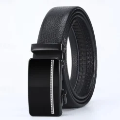 Outlet OUKU Men's Faux Leather Belt Tactical Belt PU Belt Automatic Buckle Belt Black 1# Black 2# Iron(nickel plated) Plain Daily Wear Going out Weekend