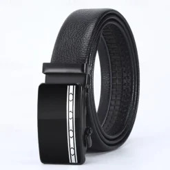 Outlet OUKU Men's Faux Leather Belt Tactical Belt PU Belt Automatic Buckle Belt Black 1# Black 2# Iron(nickel plated) Plain Daily Wear Going out Weekend