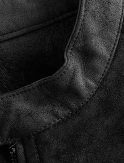 Best OUKU Men's Faux Leather Jacket Fleece Jacket Biker Jacket Vintage Leather Jacket Daily Vacation Windproof Warm Pocket Fall & Winter Plain Fashion Classic Stand Collar Regular Black Brown Green Jacket