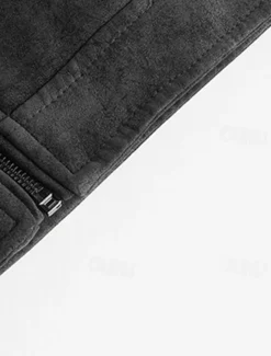 Best OUKU Men's Faux Leather Jacket Fleece Jacket Biker Jacket Vintage Leather Jacket Daily Vacation Windproof Warm Pocket Fall & Winter Plain Fashion Classic Stand Collar Regular Black Brown Green Jacket