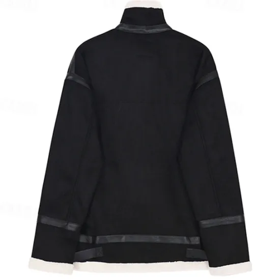 Best OUKU Men's Faux Leather Jacket Fleece Jacket Biker Jacket Motorcycle Jacket Daily Vacation Windproof Warm Pocket Fleece Fall & Winter Plain Fashion Classic Lapel Regular Jacket Black