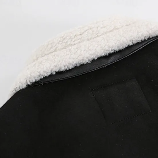 Best OUKU Men's Faux Leather Jacket Fleece Jacket Biker Jacket Motorcycle Jacket Daily Vacation Windproof Warm Pocket Fleece Fall & Winter Plain Fashion Classic Lapel Regular Jacket Black