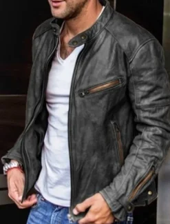 Clearance OUKU Men's Faux Leather Jacket Transition Jacket Biker Jacket Vintage Leather Jacket Vacation Daily Windproof Warm Pocket Fall & Winter Plain Fashion Classic Stand Collar Regular Faux Leather Black Yellow