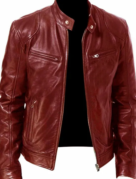 Outlet OUKU Men's Faux Leather Jacket Transition Jacket Biker Jacket Motorcycle Jacket Daily Thermal Warm Rain Waterproof Fall & Winter Solid Colored Stand Collar Regular Regular Fit Silver Black White Yellow