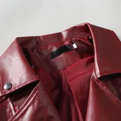 Hot OUKU Men's Faux Leather Jacket Biker Jacket Red Leather Jacket Athleisure Daily Wear Buckle All Seasons Solid / Plain Color Punk Fashion Casual Lapel Regular Faux Leather Black Red Jacket