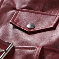 Hot OUKU Men's Faux Leather Jacket Biker Jacket Red Leather Jacket Athleisure Daily Wear Buckle All Seasons Solid / Plain Color Punk Fashion Casual Lapel Regular Faux Leather Black Red Jacket